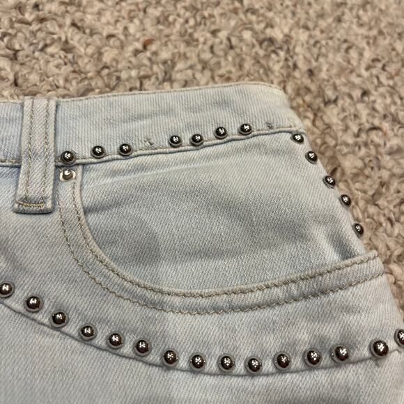 Iro Studded Denim Mini Skirt Light Wash Sz 26 Casual Summer - Picture 5 of 7